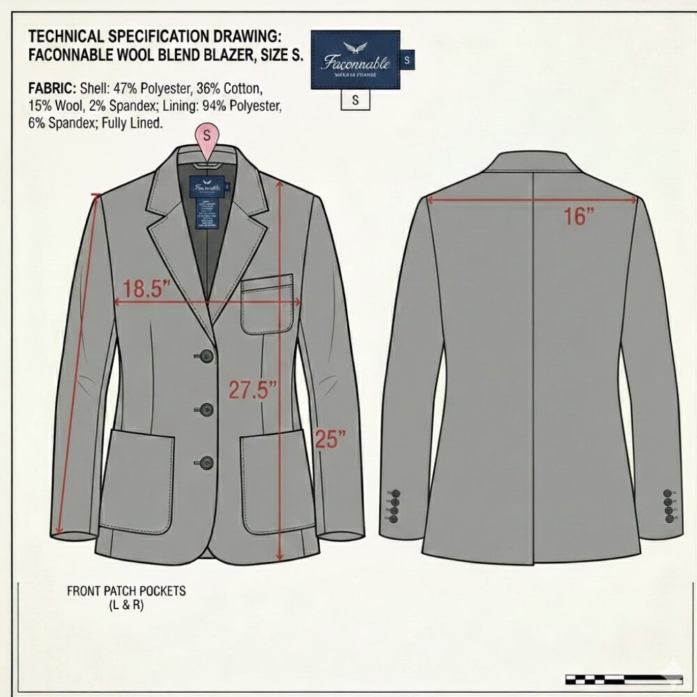 Faconnable Women's Blazer Jacket Patch Pockets Gr… - image 2